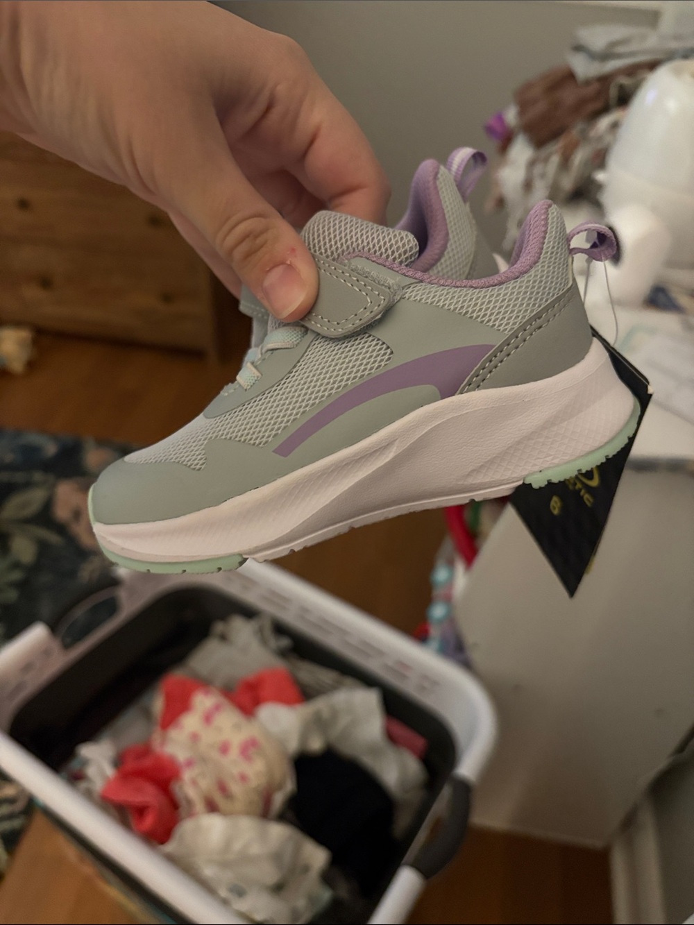 Athletic Works Kids Gray and Lavender Slip-On Sneaker